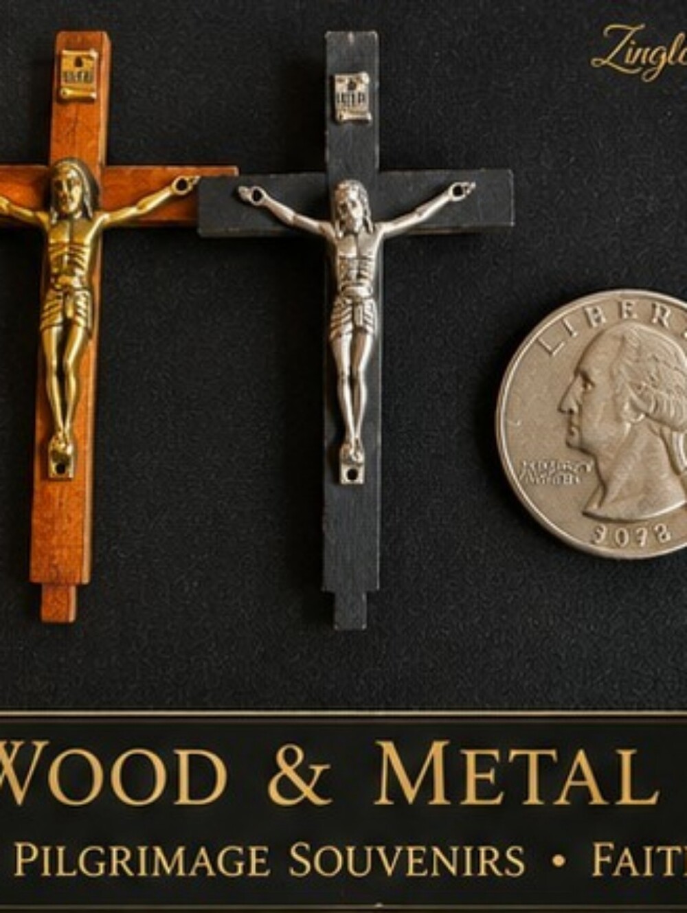 Pair Vintage Wooden Wall Crucifixes Catholic Christian INRI Crosses Mid-Century - Picture 5 of 13